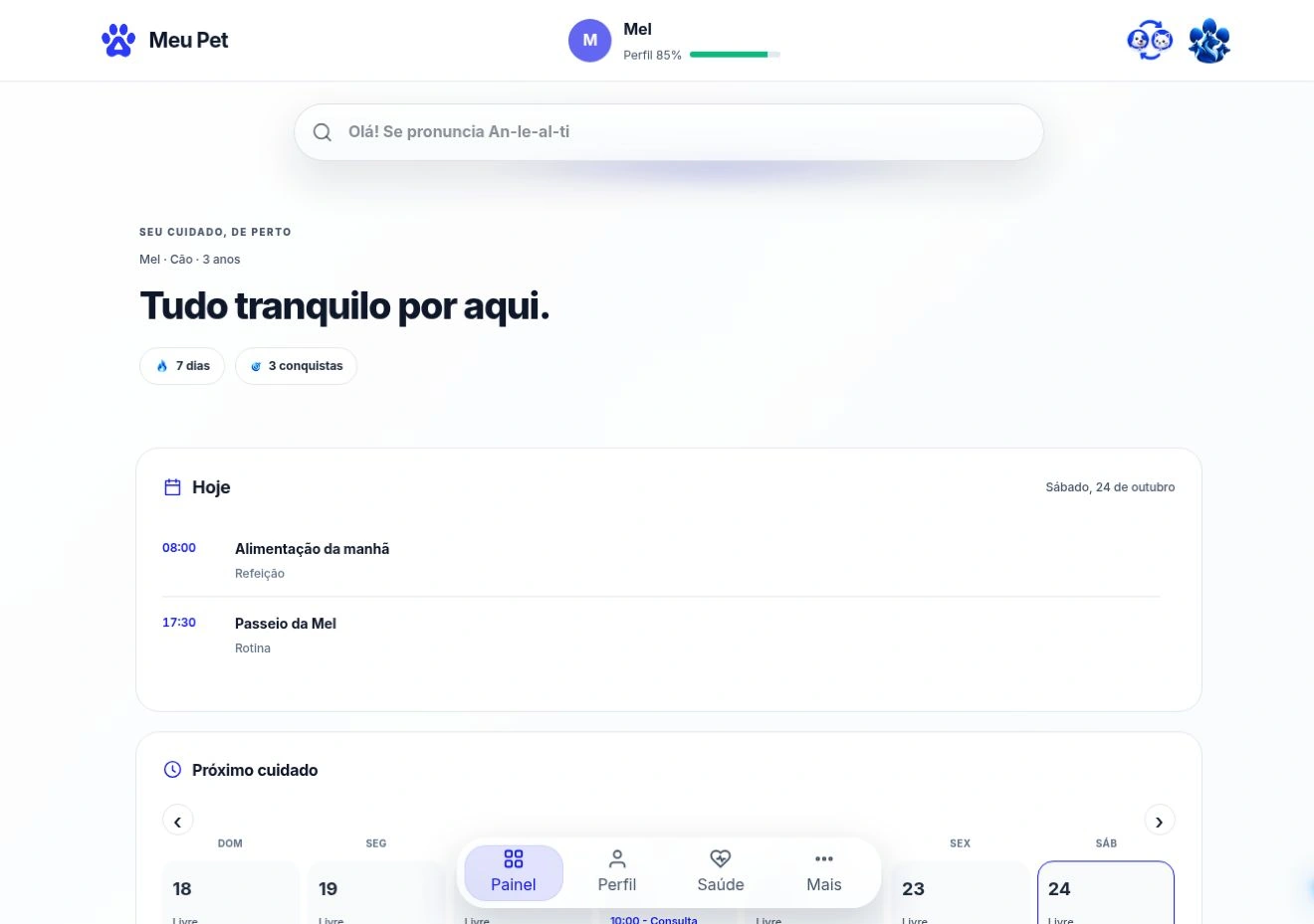 Tela principal de Amlealt